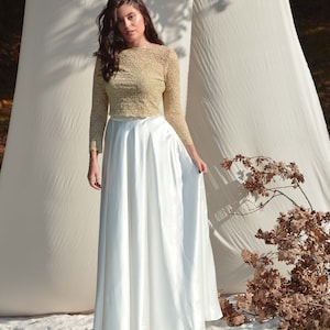 Ivory Lace Top Satin Skirt Dresses Marigold Plus Size