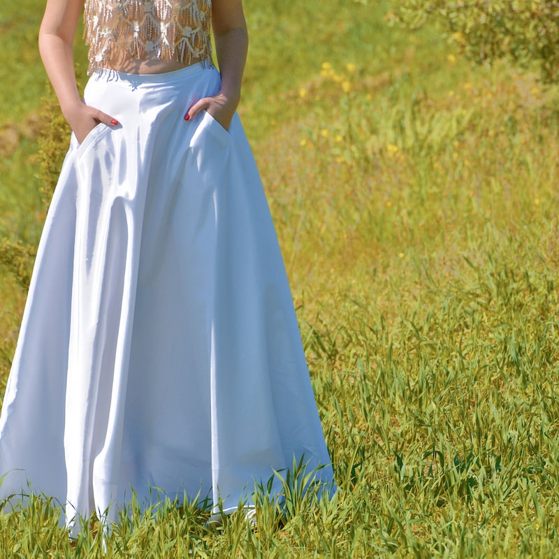 Long taffeta skirt