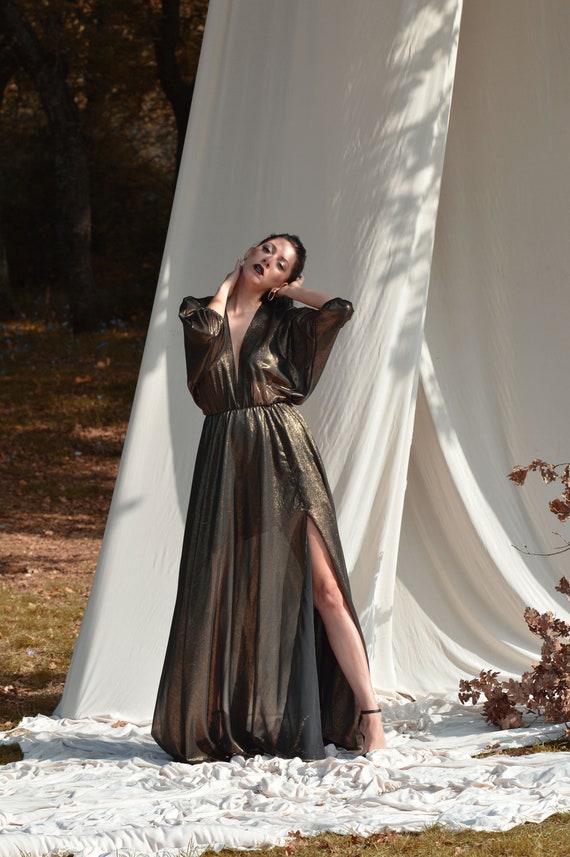 Black and gold metallic cheap dress
