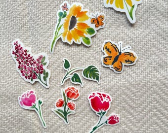 Clear Watercolour Floral Stickers