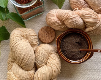 Naturally hand-dyed fingering weight yarn