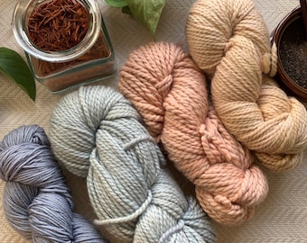 Naturally hand dyed bulky weight yarn