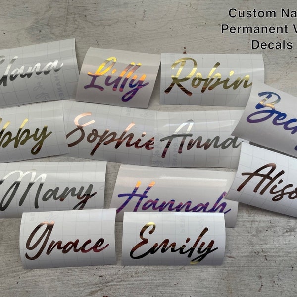 Custom Name Permanent Vinyl Decals| Custom Name Decal | Bridal Party | Bachelorette Party | Gift | Gold Rose Gold Holographic Silver Decals