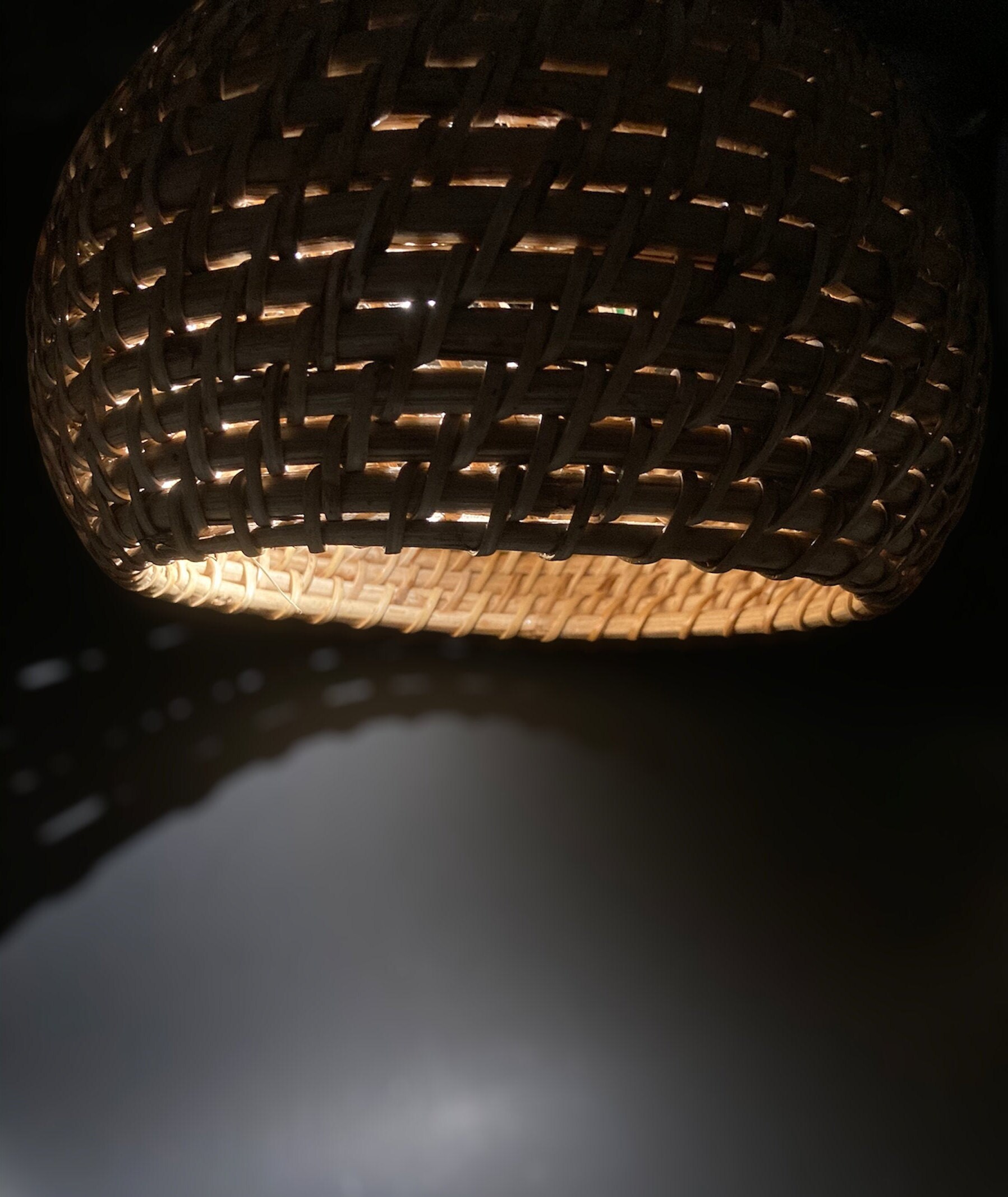 Hanging Light Lamp Shade Cane Fiber Product Classic Old Etsy