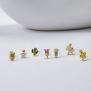Perforación de plata, pendiente de plata de ley 925, pendiente con cierre de rosca, pendientes de lóbulo de la oreja, perforaciones múltiples, pendientes de trago, pendiente de caracola, regalos