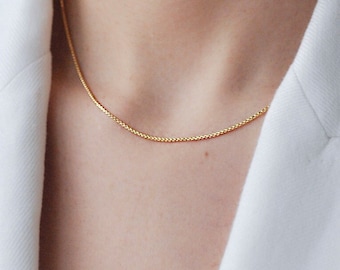 14K Gold Box Kette, 14K Solid Gold Box Kette, 1 mm 14K Gold Box Kette, 14K Gelbgold Kette, 14K Gold 16-Zoll-Kette