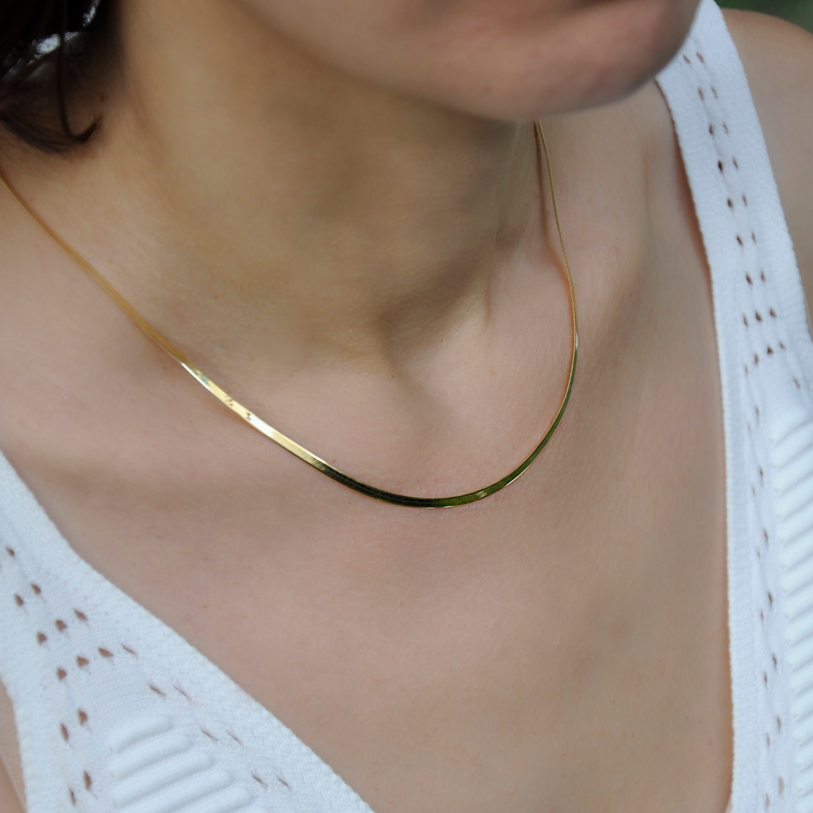 Solid Gold Herringbone Chain 14K Gold/ 2.5mm Thick Herringbone Etsy