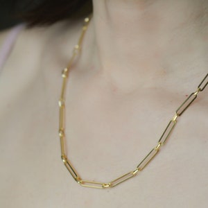 Solid Sterling Silver Chain, Gold Paperclip Chain, Rectangle Link Chain, Boyfriend Chain, Chain For Layering, Gift for him, Gift for girls