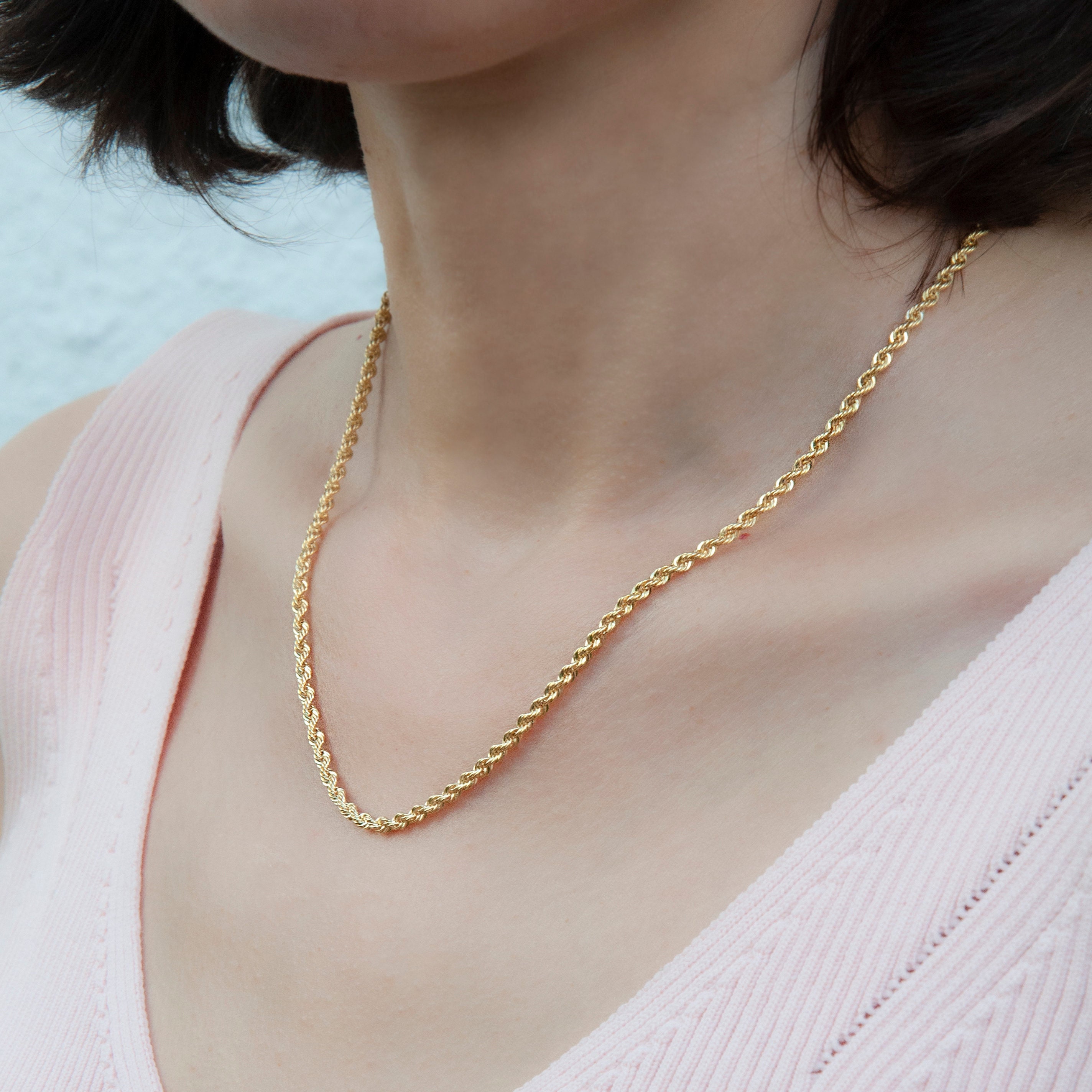 14K Gold Rope Chain 3mm 14K Gold Rope 