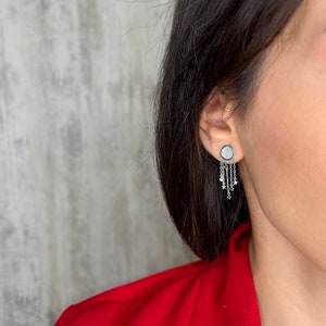 925 Silver Star Tassel Earrings, Tiny Star Earrings dangle, Celestial Earrings, Birthday Gift Gift for women, Gift for her, Christmas Gift