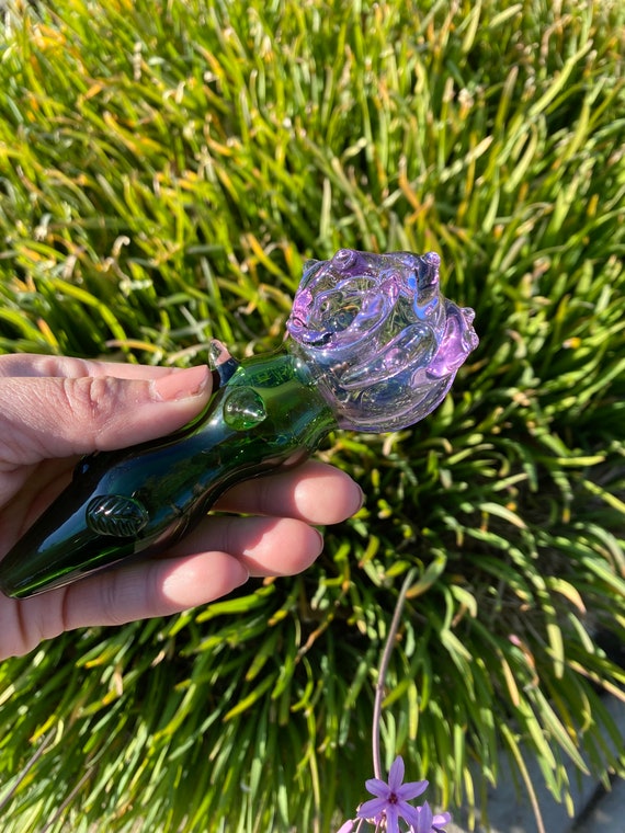 Lux Lilac Rose Glass Pipe Girly Pipes Gift Ideas Glass Etsy