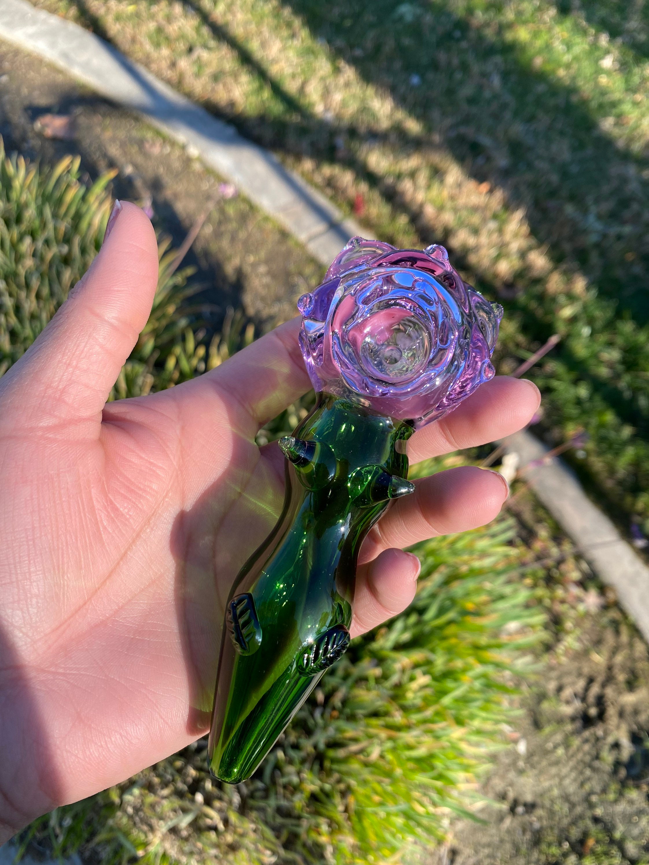 Lux Lilac Rose Glass Pipe Girly Pipes Gift Ideas Glass Etsy