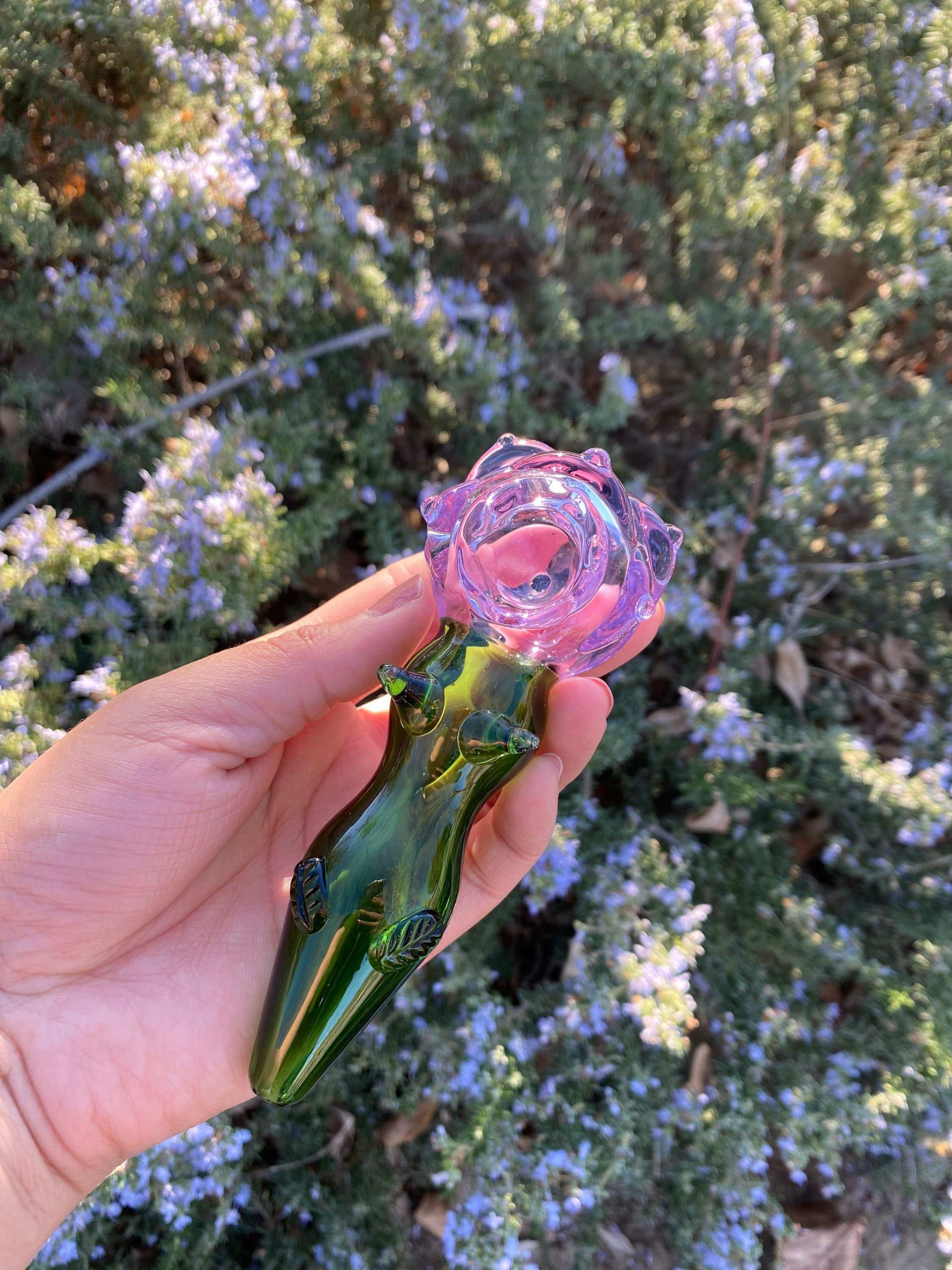 Lux Lilac Rose Glass Pipe Girly Pipes Gift Ideas Glass Etsy