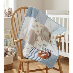 Baby Clothes Memory Quilt With Name, Comfort Blanket Size, Professionally Made Upcycled Clothing Keepsake Blanket