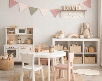 Handmade Sage Green & Blush Pink Bunting, Nursery Decor. Playroom Bunting