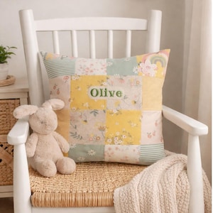 Personalised Baby Clothes Memory Pillow, Patchwork Keepsake Cushion