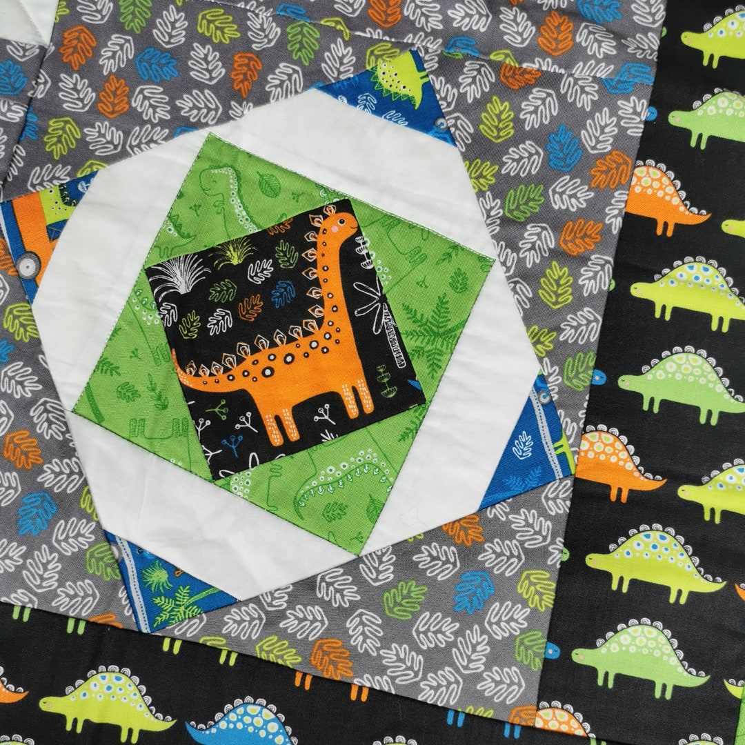 Quilted Blanket for Boys First Birthday, Handmade Dinosaur Quilt
