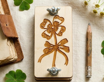 Mini Laser Engraved Wood Flower Press | Clover Bow Botanical Travel Press