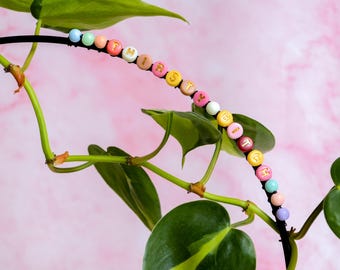 Custom Beaded Plant Trellis | Friendship Bracelet Style | 9x13" Metal Hoop Heart Support | Funny Plant Stake | Houseplant Gift