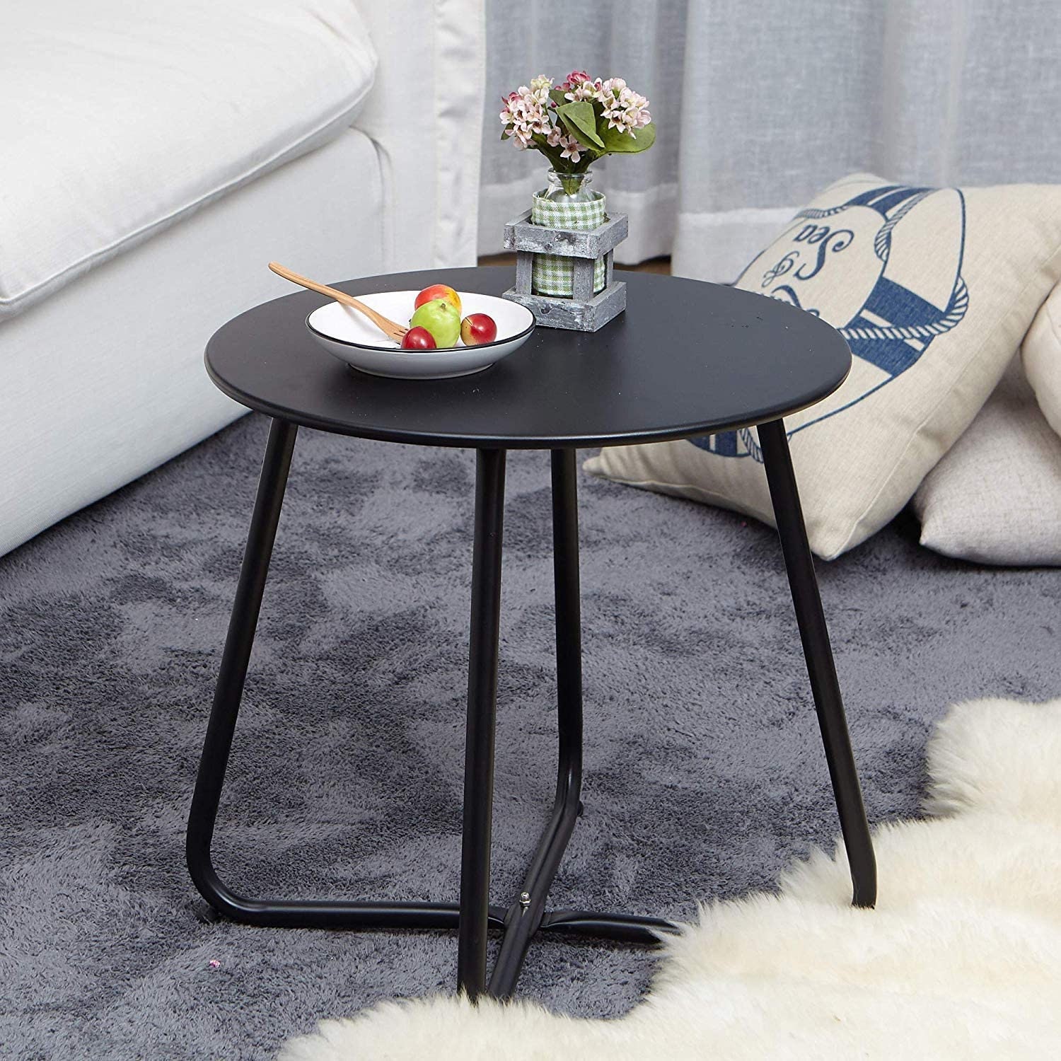 Mesa auxiliar de patio de acero mesa redonda al aire libre | Etsy