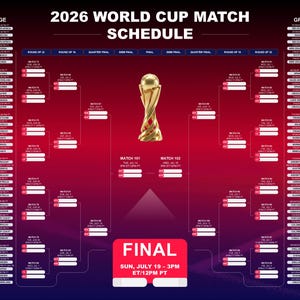 2026 FIFA World Cup Wall Chart Digital Download, FIFA World Cup 2026 Schedule Template,