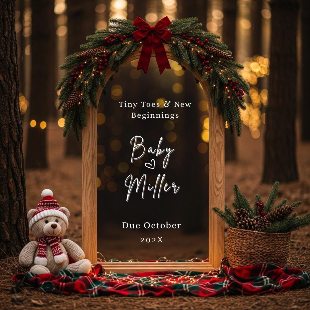 Editable Canva Pregnancy Announcement, Neutral Baby Reveal Template