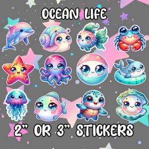 Ocean Life CLEAR FINISH Vinyl Stickers | Laptop Decal | Water Bottle Sticker