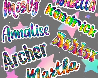 Tie Dye Name Sticker | Personalized Sticker | Laptop Decal | Notebook Sticker