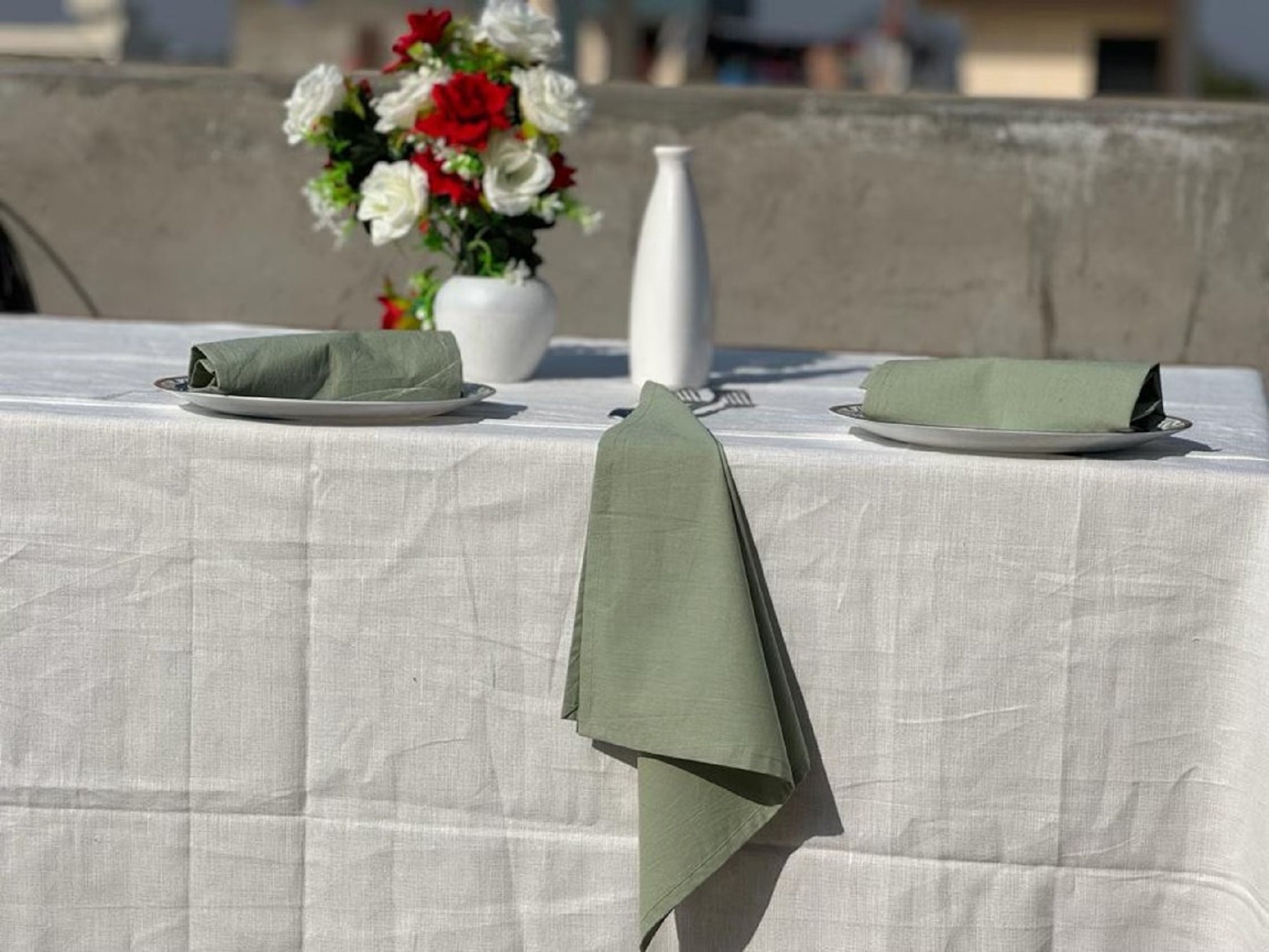 200 Pack Sage Green Napkin, Cotton Napkins, Handmade Napkin, Sage Green