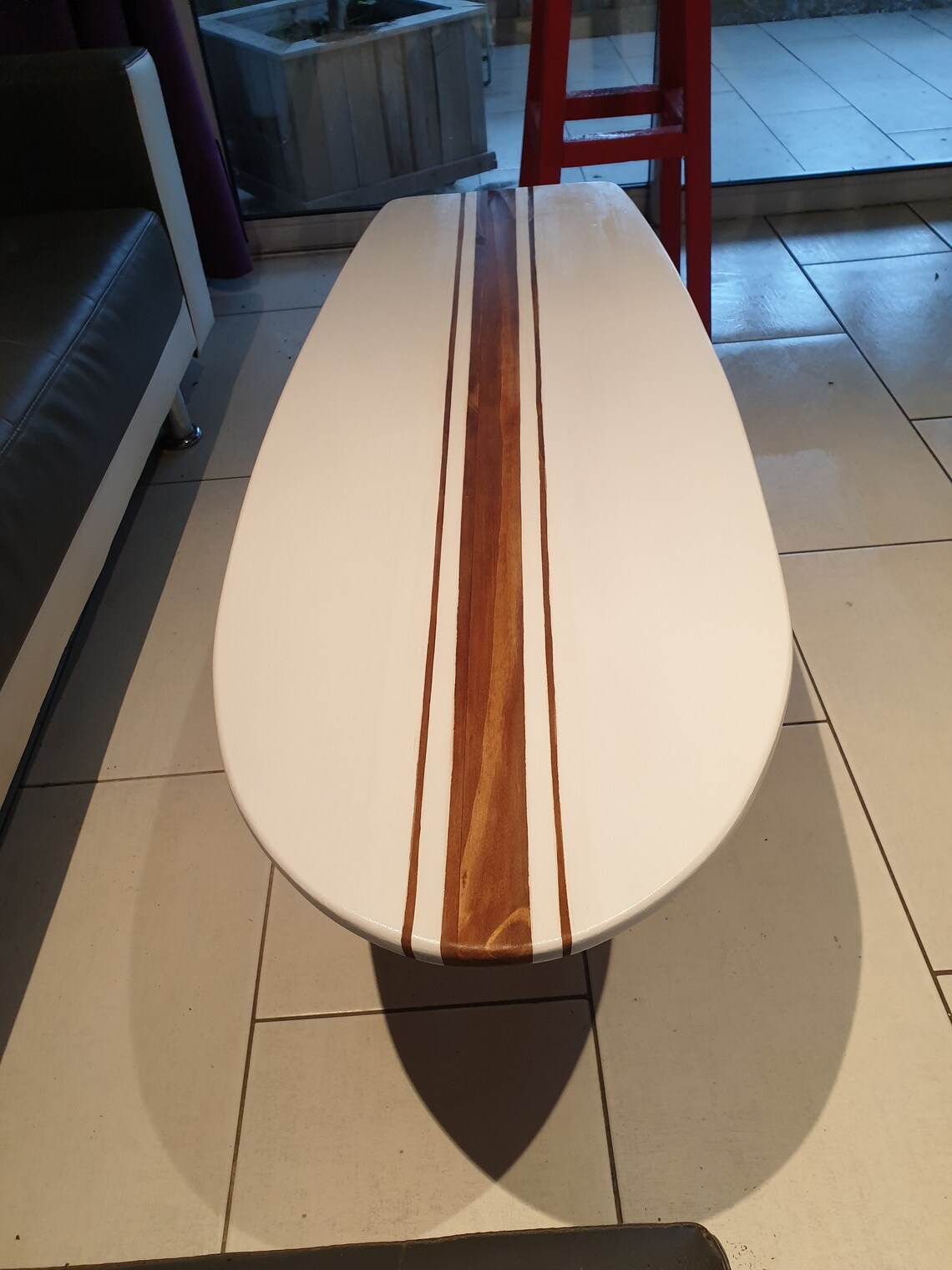 Natural wood surfboard table design fully handmade Etsy