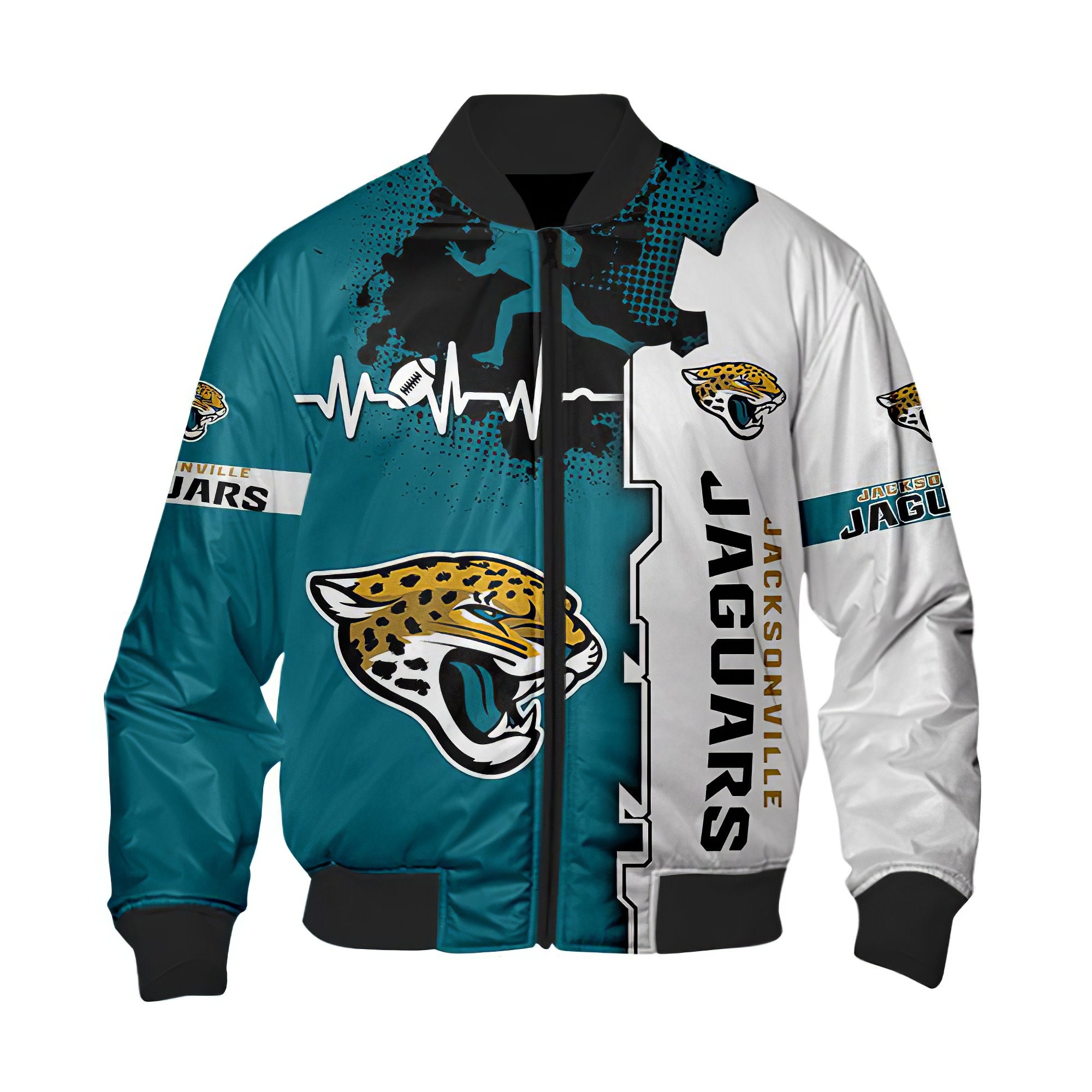 Jacksonville Jaguars NFL Bomber Jacket graphic heart ECG Etsy