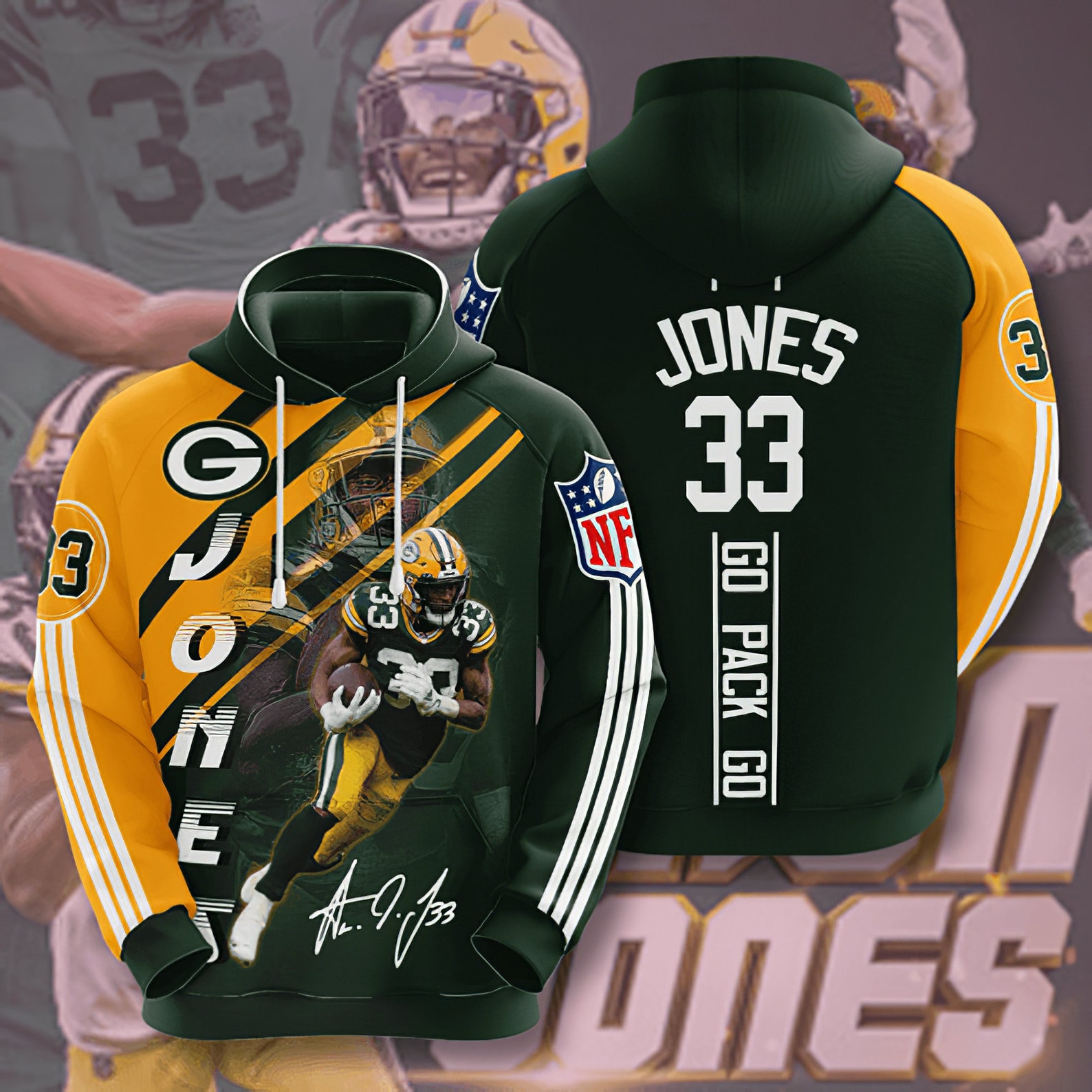 NFL Green Bay Packers 3d Hoodie Sweatshirt-Jones NFL fleece | Etsy