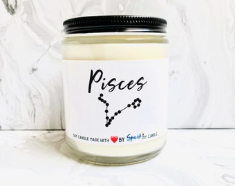 Pisces Zodiac Candle, Pisces Candle, Astrology Candle, Candle, Pisces Birthday candle, Zodiac Gift, Best Friend Gifs, Christmas Gift