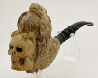 Eagle Skull Meerschaum Pipe,Block Meerschaum Pipe,Unique Meerschaum Pipes,With Case