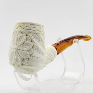 Classic Floral Meerschaum Pipe,Block Meerschaum Pipe,Unique Meerschaum Pipes,With Case
