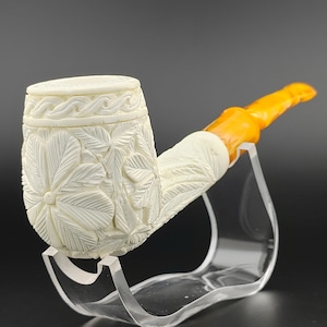 Classic Floral Meerschaum Pipe,Block Meerschaum Pipe,Unique Meerschaum Pipes,With Case