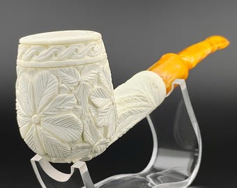 Classic Floral Meerschaum Pipe,Block Meerschaum Pipe,Unique Meerschaum Pipes,With Case