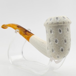 Classic Lattice Teardrop Meerschaum Pipe,Block Meerschaum, Unique Meerschaum Pipes,With Case