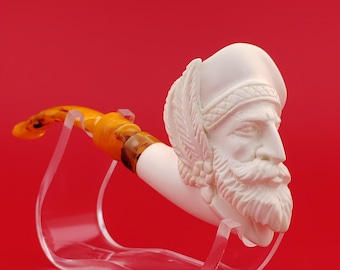 Scottish Soldier Meerschaum Pipe,Block Meerschaum Pipe,Unique Meerschaum Pipes,With Case