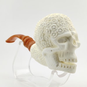 Floral Skull Meerschaum Pipe,Block Meerschaum,Unique Meerschaum Pipes,With Case