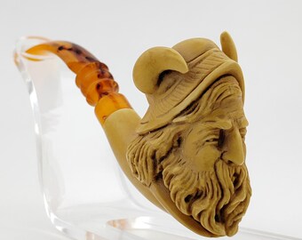 Viking Meerschaum Pipe,Block Meerschaum Pipe,Unique Meerschaum Pipes,With Case