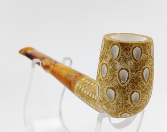 Classic Lattice Teardrop Meerschaum Pipe,Block Meerschaum, Unique Meerschaum Pipes,With Case