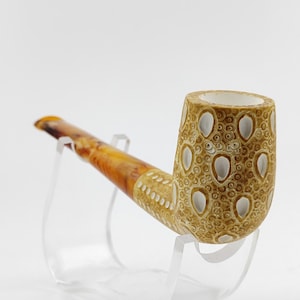 Klassische Gitter Teardrop Meerschaum Pfeife, Block Meerschaum, Einzigartige Meerschaum Pfeifen, Mit Etui