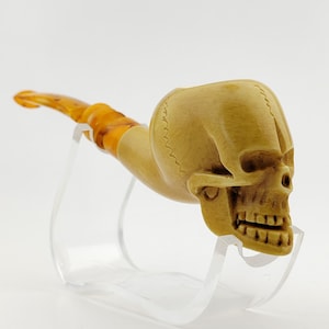 Tubo in schiuma di mare con teschio, blocco di schiuma di mare, tubi di schiuma di mare unici, con custodia