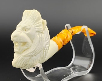 Lion Meerschaum Pipe,Block Meerschaum,Unique Meerschaum Pipes,With Case