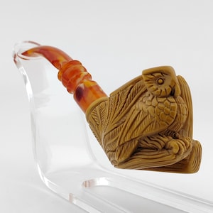 Owl Meerschaum Pipe,Block Meerschaum Pipe,Unique Meerschaum Pipes,With Case
