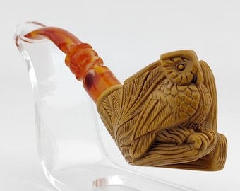 Owl Meerschaum Pipe,Block Meerschaum Pipe,Unique Meerschaum Pipes,With Case
