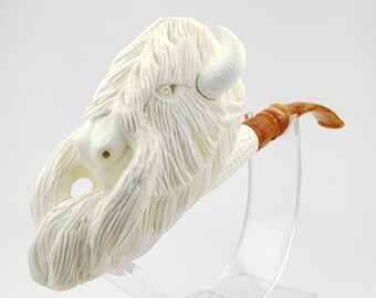 Buffalo Meerschaum Pipe,Block Meerschaum,Unique Meerschaum Pipes,With Case,Bison Meerschaum Pipe