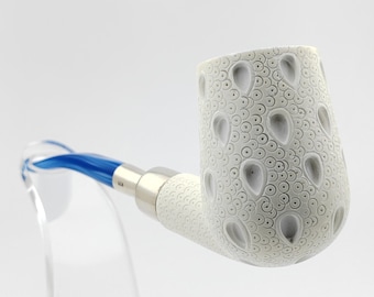 Classic Lattice Silver Spigot Meerschaum Pipe,Block Meerschaum, Unique Meerschaum Pipes,With Case