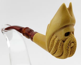 Davy Jones Meerschaum Pipe,Block Meerschaum,Unique Meerschaum Pipes,With Case
